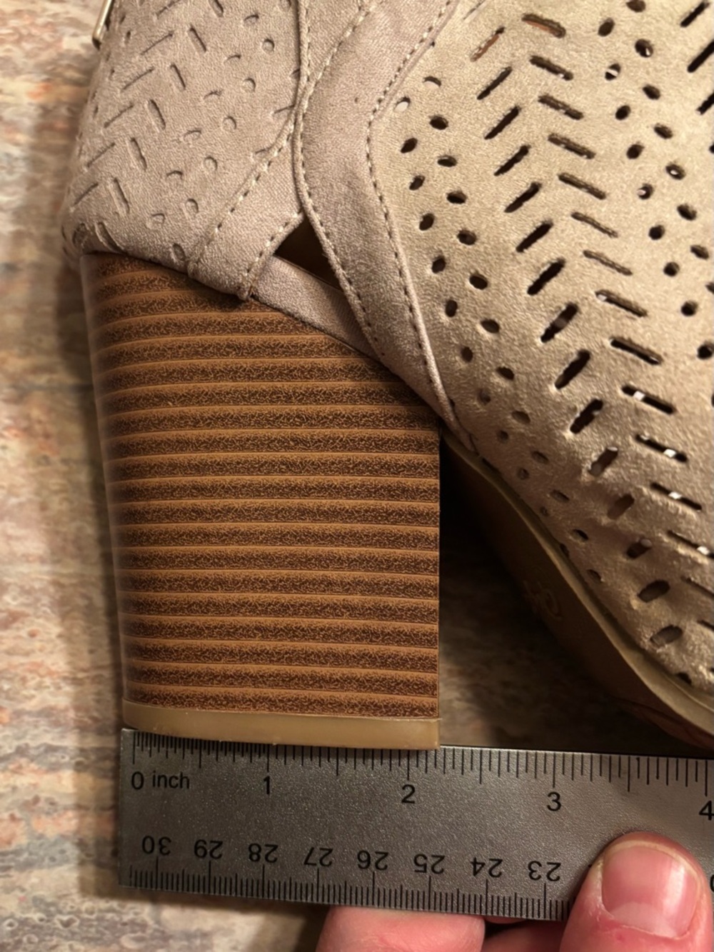 Women's (beige) Suede Peep-Toe Ankle Booties - Picture 8 of 11